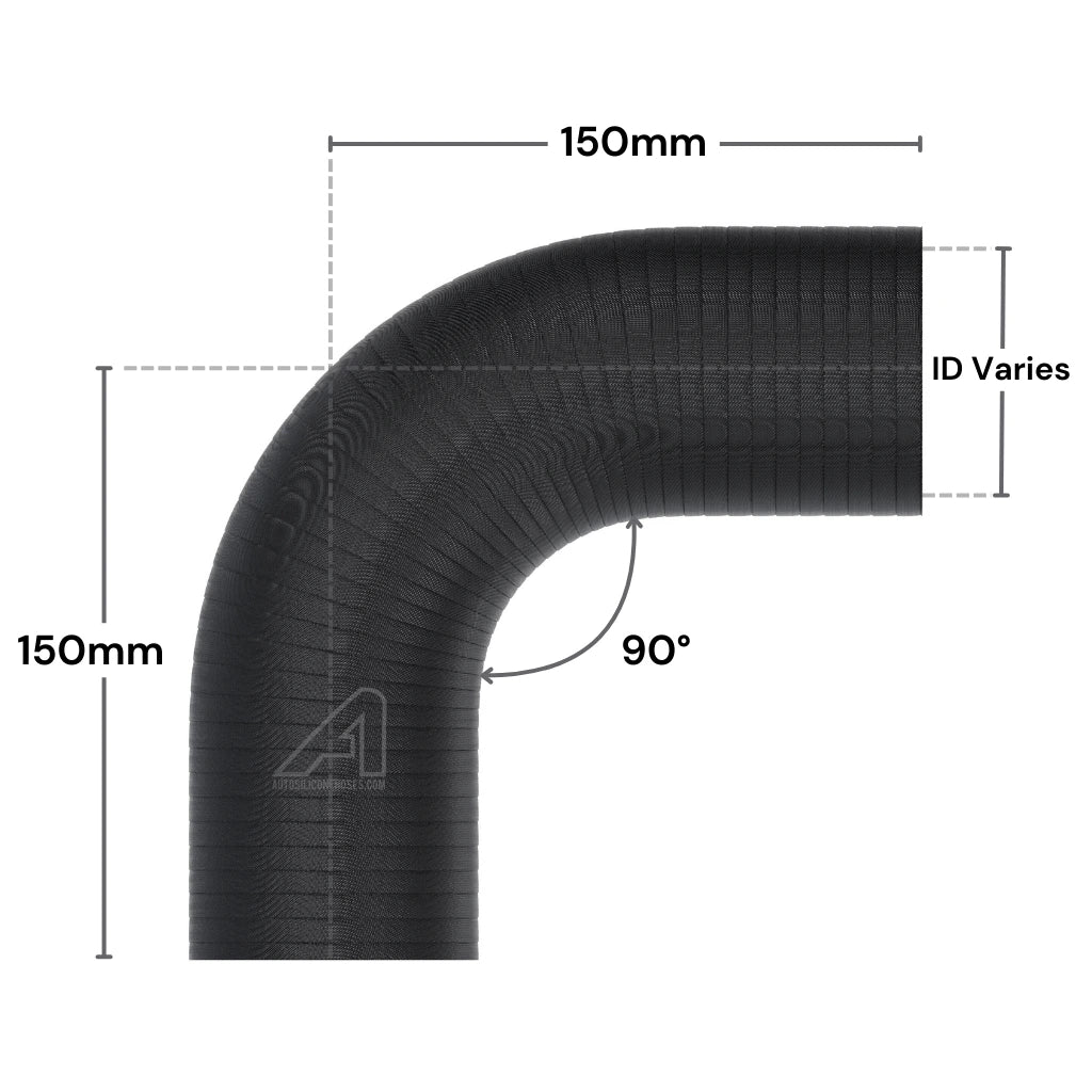 Silicone Fluoro 90 Degree Wrapped Hose